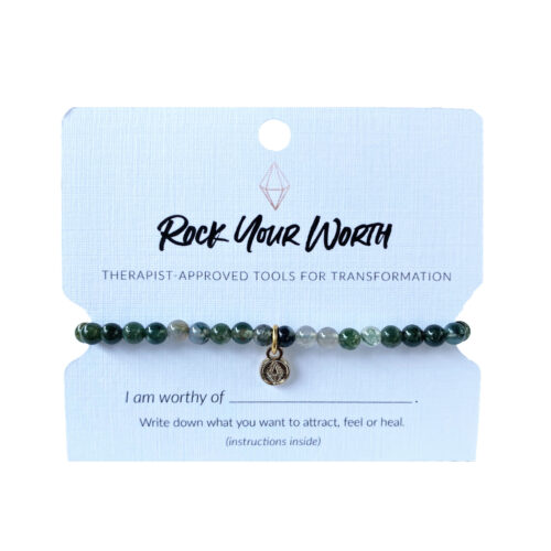 Green Moss Agate Beaded Bracelet Rock Your Worth